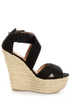 My Delicious Hall Black Linen Platform Wedges