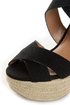 My Delicious Hall Black Linen Platform Wedges