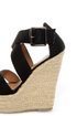 My Delicious Hall Black Linen Platform Wedges