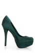 My Delicious Jones Dark Green Suede Platform Pumps
