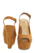 My Delicious Loco Dark Chamois Slingback Platform Wedges