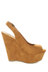 My Delicious Loco Dark Chamois Slingback Platform Wedges