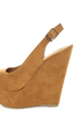 My Delicious Loco Dark Chamois Slingback Platform Wedges