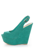 My Delicious Loco Dark Teal Slingback Platform Wedges