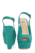 My Delicious Loco Dark Teal Slingback Platform Wedges