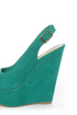 My Delicious Loco Dark Teal Slingback Platform Wedges