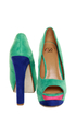 My Delicious Rainer Teal Multi Color Block Platform Heels