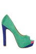 My Delicious Rainer Teal Multi Color Block Platform Heels