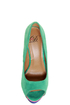 My Delicious Rainer Teal Multi Color Block Platform Heels