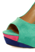 My Delicious Rainer Teal Multi Color Block Platform Heels