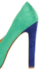 My Delicious Rainer Teal Multi Color Block Platform Heels