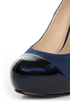 My Delicious Seal Blue Two Tone Cap-Toe Platform Pumps