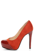 My Delicious Seal Cinnamon Rust Two Tone Cap-Toe Platform Pumps