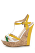 My Delicious Usha Yellow Multi Patent T-Strap Platform Wedges