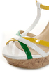 My Delicious Usha Yellow Multi Patent T-Strap Platform Wedges