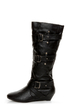 Madden Girl Ilstrate Black Belted Sliver Wedge Boots