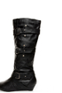 Madden Girl Ilstrate Black Belted Sliver Wedge Boots