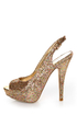 Madden Girl Jassperr Gold Multi Glitter Peep Toe Party Pumps