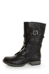 Madden Girl Raszcal Black Slouchy Belted Combat Boots