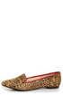 Mia Bardot Leopard Print Pony Fur Pointed Smoking Slipper Flats