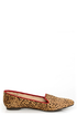 Mia Bardot Leopard Print Pony Fur Pointed Smoking Slipper Flats