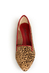 Mia Bardot Leopard Print Pony Fur Pointed Smoking Slipper Flats