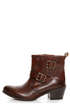 Mia Roam Cognac Brown Leather Motorcycle Ankle Boots