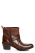 Mia Roam Cognac Brown Leather Motorcycle Ankle Boots