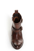 Mia Roam Cognac Brown Leather Motorcycle Ankle Boots