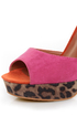Madeline Girl Teddy Fuchsia & Leopard Print Color Block Heels