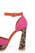 Madeline Girl Teddy Fuchsia & Leopard Print Color Block Heels