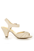 Mona Mia Amparito Chiffon Ivory Ruched Peep Toe Kitten Heels