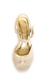 Mona Mia Amparito Chiffon Ivory Ruched Peep Toe Kitten Heels