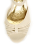 Mona Mia Amparito Chiffon Ivory Ruched Peep Toe Kitten Heels