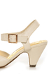 Mona Mia Amparito Chiffon Ivory Ruched Peep Toe Kitten Heels