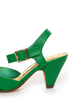 Mona Mia Amparito Green Ruched Peep Toe Kitten Heels