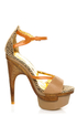 Mona Mia Mayo Taupe Tribal Patterned Sculpted Platform Heels