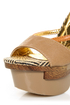 Mona Mia Mayo Taupe Tribal Patterned Sculpted Platform Heels