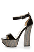Mona Mia Salud Black Patent Glitter Stripe Platform Heels