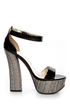 Mona Mia Salud Black Patent Glitter Stripe Platform Heels