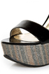 Mona Mia Salud Black Patent Glitter Stripe Platform Heels