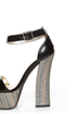 Mona Mia Salud Black Patent Glitter Stripe Platform Heels