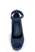 Mona Mia Yurian Blue Textured Peep Toe Platform Wedges