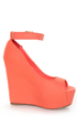 Mona Mia Yurian Coral Textured Peep Toe Platform Wedges