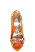 Mona Mia Leocadia Orange & Peacock Print Peep Toe Pumps
