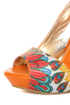 Mona Mia Leocadia Orange & Peacock Print Peep Toe Pumps