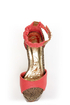 Mona Mia Trinidad Coral, Black & Tan Woven Platform Heels