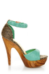 Mona Mia Trinidad Mint, Black & Tan Woven Platform Heels