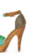 Mona Mia Trinidad Mint, Black & Tan Woven Platform Heels