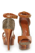 Mona Mia Trinidad Tan Woven Platform Heels